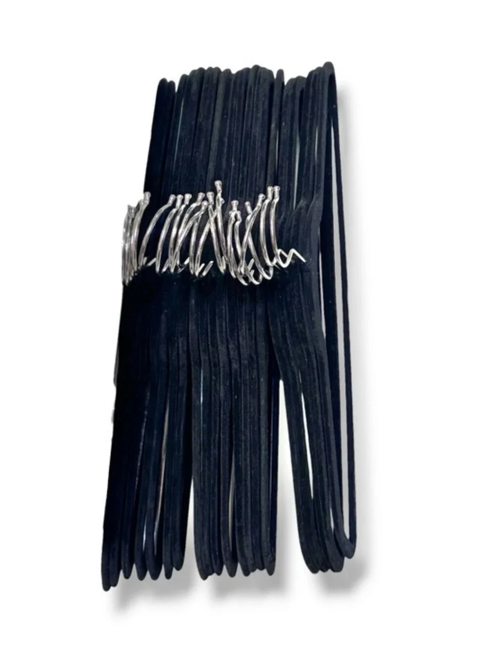 Black Flocked Velvet Covered Hangers Set of 20
